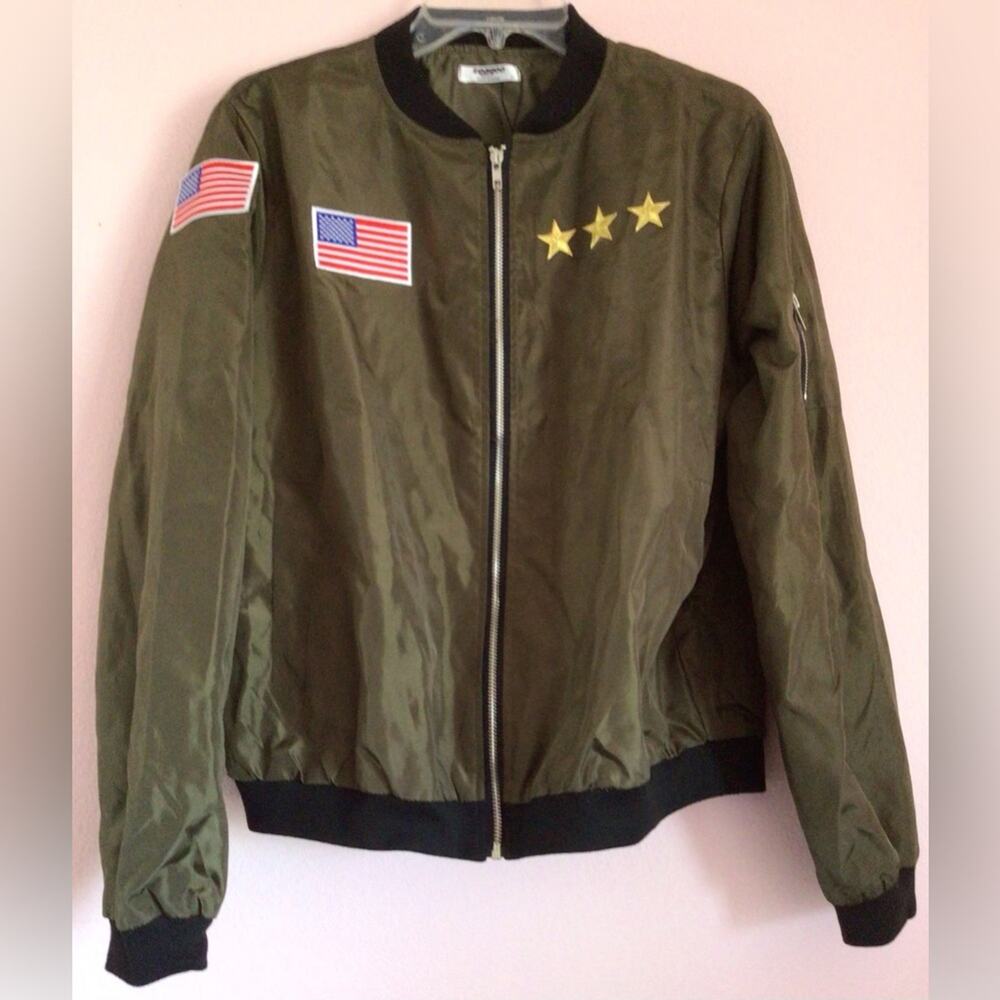 Zeagoo green bomber jacket with zipper size XL